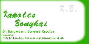 kapolcs bonyhai business card
